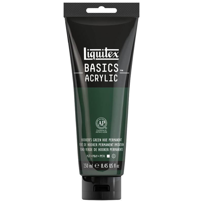 Liquitex BASICS Acrylic Paint, 250ml (8.5-oz) Tube, Hookerâ€™s Green Hue Permanent - Image 1